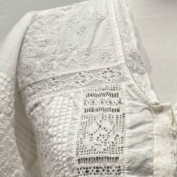 Zara Crochet Cotton Puff Sleeve Blouse - Picture 2 of 6